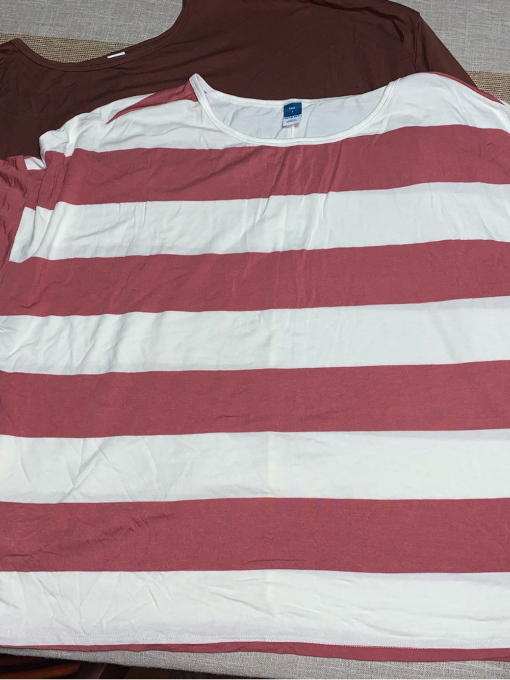 BUNDLE, Old Navy White and Rose Striped Scoop Neck Top